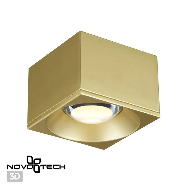 Накладной точечный светильник Novotech в матовом золотом цвете с выпуклым стеклянным рассеивателем, ракурс 4
