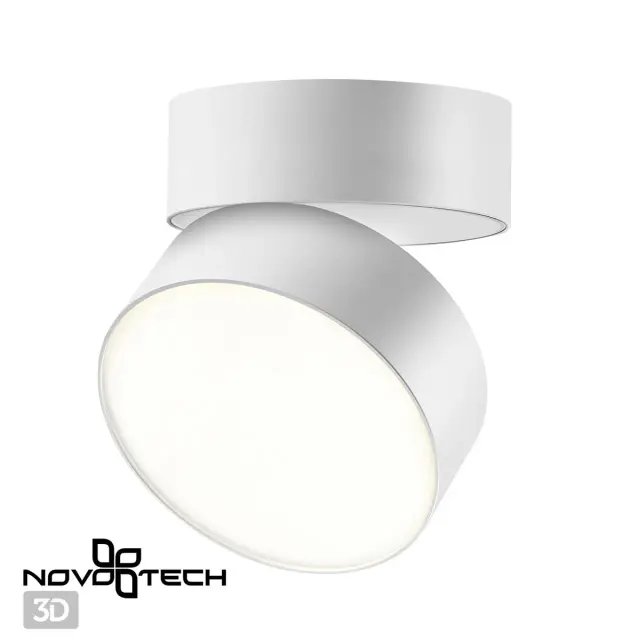 Накладной точечный светильник Novotech в минималистичном стиле, белый матовый акрил и металл, диаметр 140 мм, ракурс 4