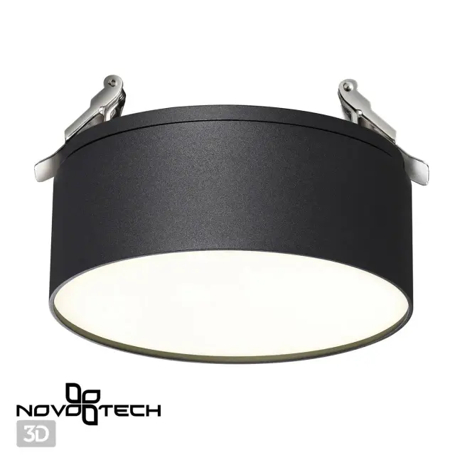 Встраиваемый точечный светильник Novotech матовый черный, металлический корпус и акриловый плафон, ракурс 4