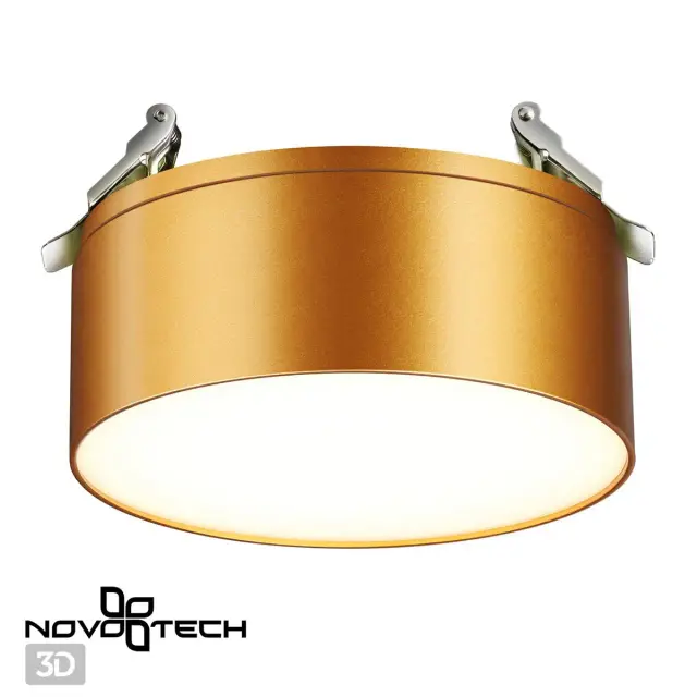 Встраиваемый точечный светильник Novotech PROMETA, матовый золотой корпус и акриловый плафон, ракурс 4