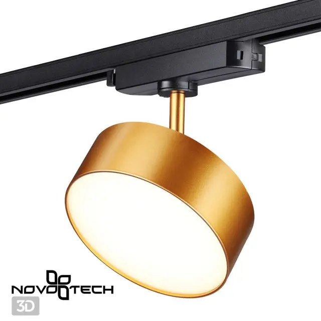 Подвесной светильник Novotech, сочетающий матовый золотой металл корпуса и акриловый плафон, с одним источником света, ракурс 4