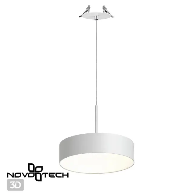 Подвесной точечный светильник Novotech белый из металла и матового акрила с чистыми линиями, ракурс 3