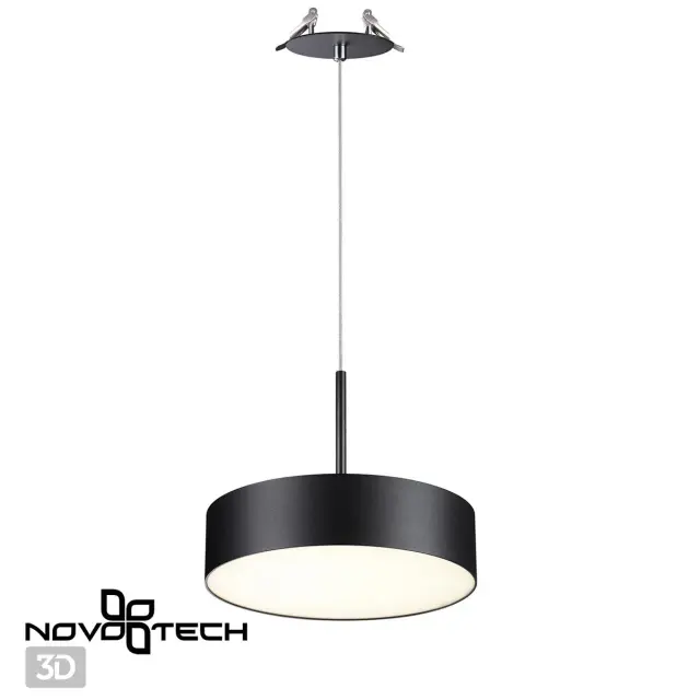 Подвесной точечный светильник Novotech черного цвета, минималистичный дизайн, металлический корпус и матовый акриловый, ракурс 3