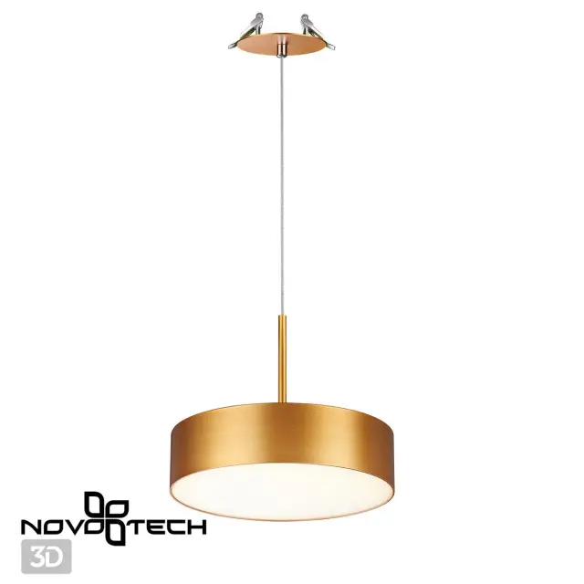 Подвесной точечный светильник Novotech золотого цвета с матовым акриловым плафоном и геометричным силуэтом, ракурс 3