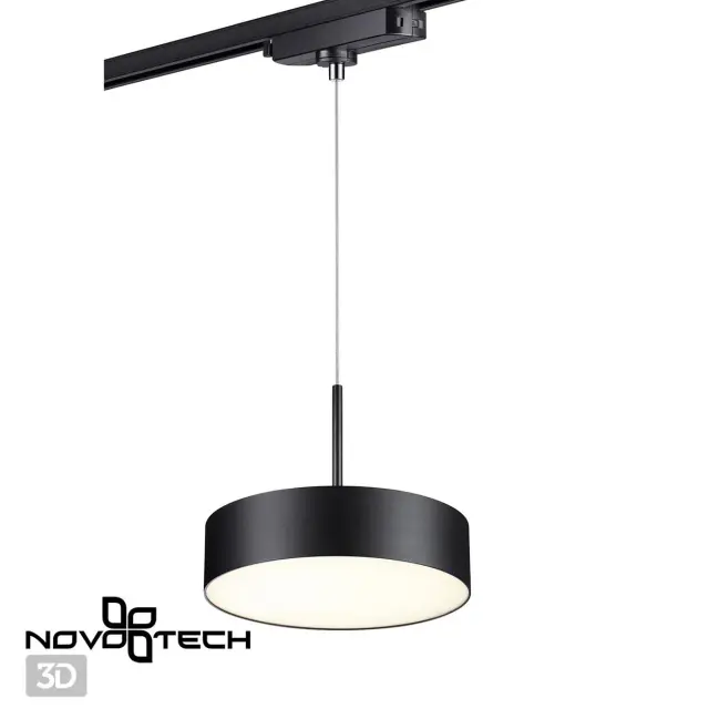 Подвесной светильник Novotech черного цвета с прямоугольным корпусом и круглым матовым акриловым плафоном, ракурс 4