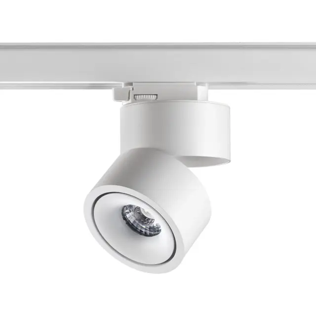 Трековый светильник Novotech белый с матовым металлическим корпусом и выступающим плафоном