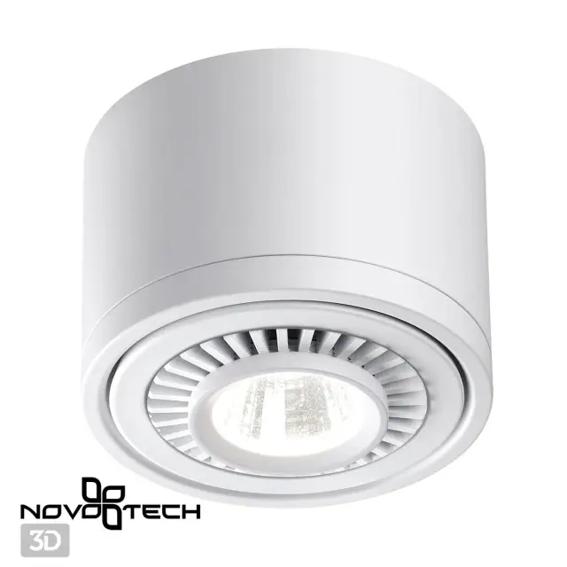 Накладной точечный светильник Novotech белый матовый с геометрическим декоративным дизайном и поворотным механизмом, ракурс 5