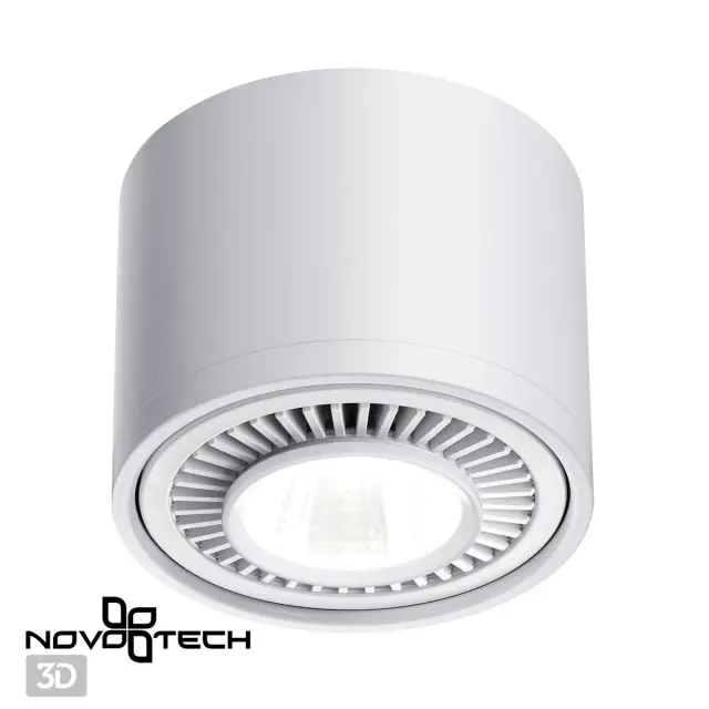 Накладной точечный светильник Novotech в стиле Минимализм, белый матовый металл, с радиально расположенными элементами, ракурс 5
