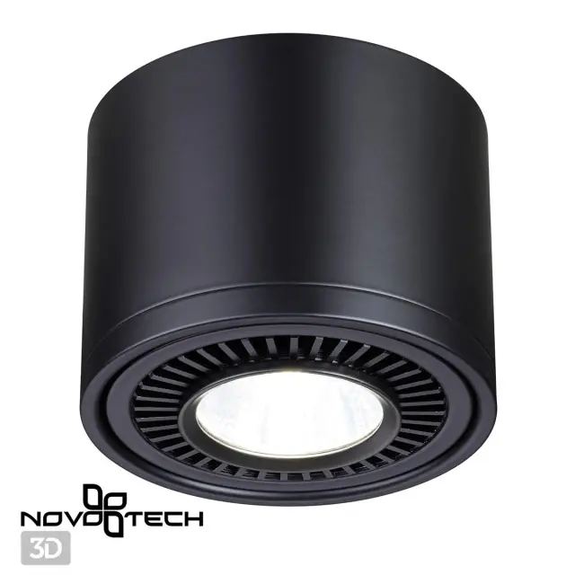 Накладной точечный светильник Novotech матовый черный металл с открытой решетчатой конструкцией, ракурс 5