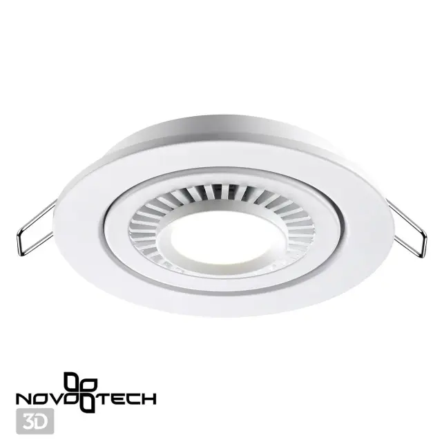 Встраиваемый точечный светильник белого матового металла Novotech GESSO с декоративными спотами и поворотным механизмом, ракурс 5