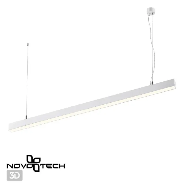 Подвесной светильник Novotech белый из матового акрила и металла, вытянутый линейный силуэт, ракурс 3