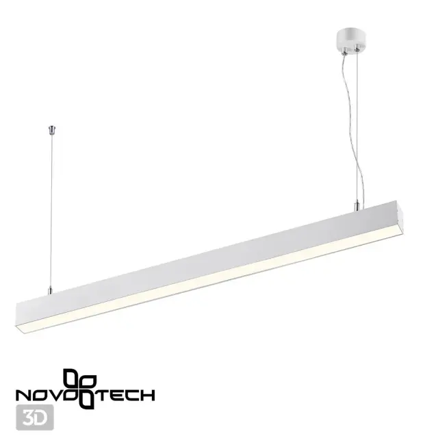 Линейный подвесной светильник Novotech минимализма белого матового цвета с акриловыми рассеивателями, ракурс 3