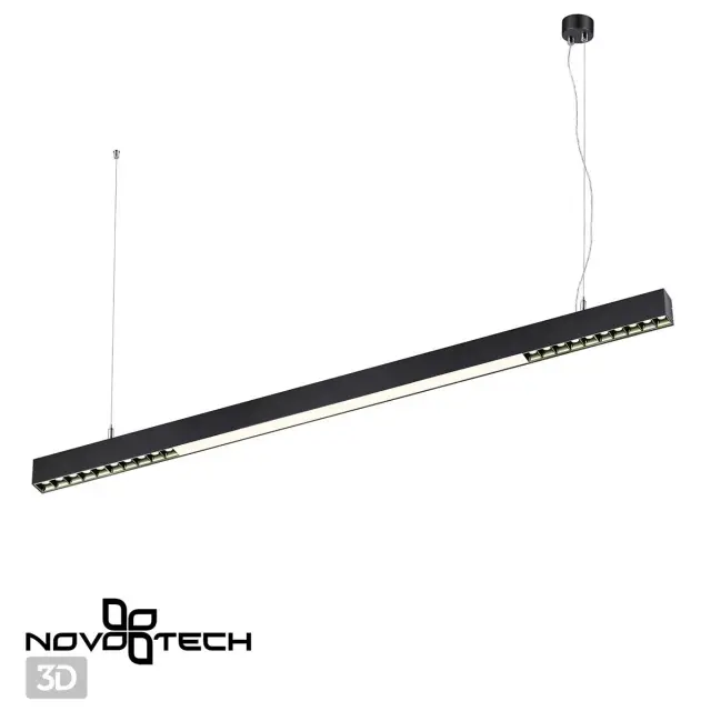 Линейный подвесной светильник Novotech матовый черный металл с акриловым рассеивателем и скрытой подсветкой, ракурс 3
