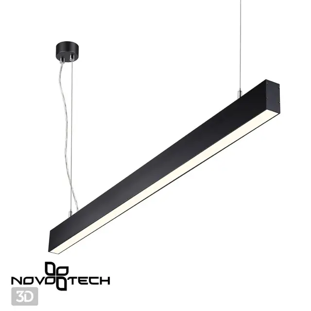 Подвесной светильник Novotech матовый черный из металла и акрила с вытянутым геометричным силуэтом, ракурс 4