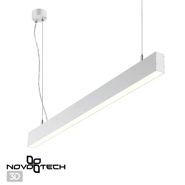 Подвесной светильник Novotech белый, матовый металл и акрил, вытянутый минималистичный силуэт, ракурс 4