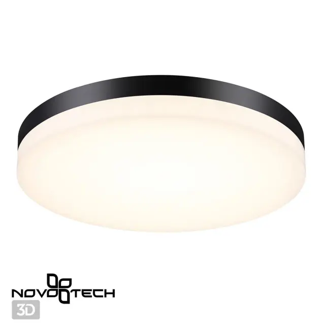 Потолочный уличный светильник Novotech OPAL, белый матовый акрил плафон и черный металлический обод, ракурс 3