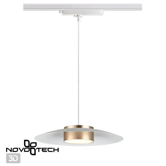 Подвесной светильник Novotech в стиле LOFT с белым и золотым матовым металлическим плафоном, ракурс 4