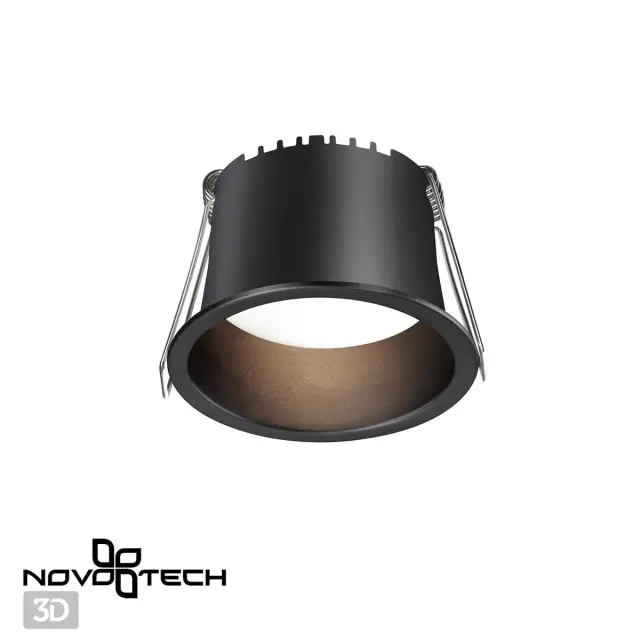 Встраиваемый точечный светильник Novotech черный, матовый металлический корпус и рассеиватель, ракурс 4