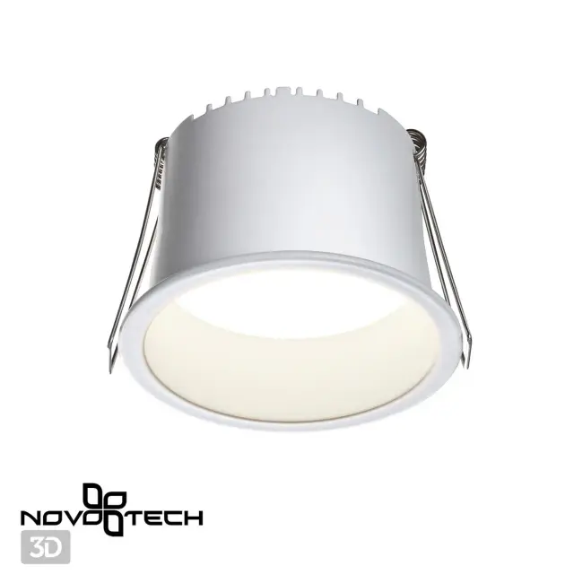 Встраиваемый точечный светильник Novotech белый из матового металла и акрила, чистый геометрический дизайн, ракурс 4