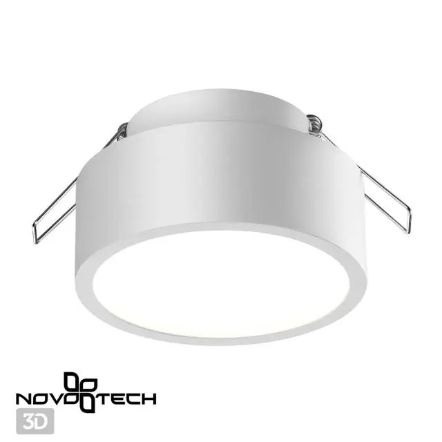 Встраиваемый точечный светильник Novotech белый с матовым акриловым плафоном, минималистичный дизайн, ракурс 3
