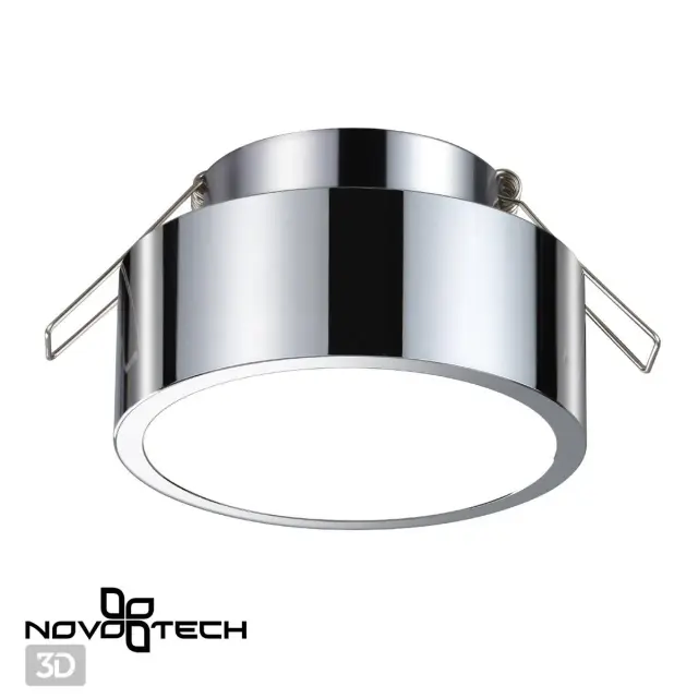 Встраиваемый точечный светильник Novotech хром, глянцевый корпус и акриловый плафон, ракурс 3