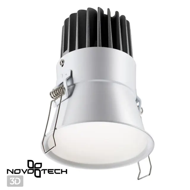 Встраиваемый точечный светильник Novotech матовый белый корпус, регулировка цветовой температуры 3000/4000/6000 K, ракурс 3