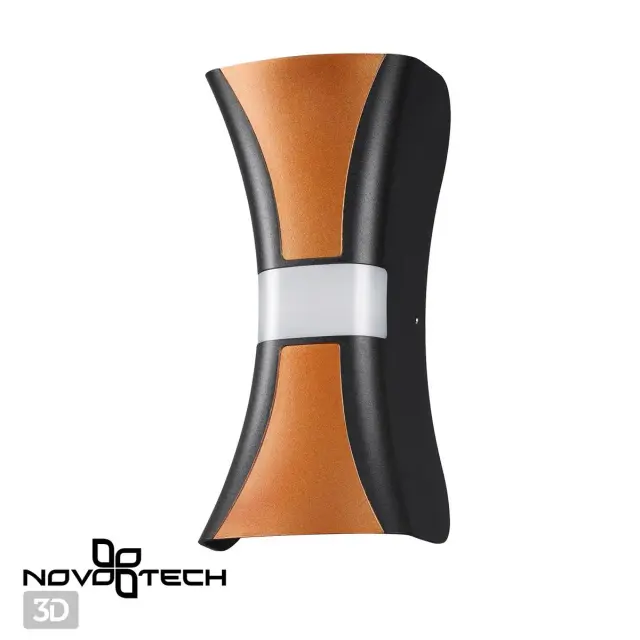 Настенный уличный светильник Novotech в стиле минимализм, черный корпус и матовый золотой плафон, ракурс 5