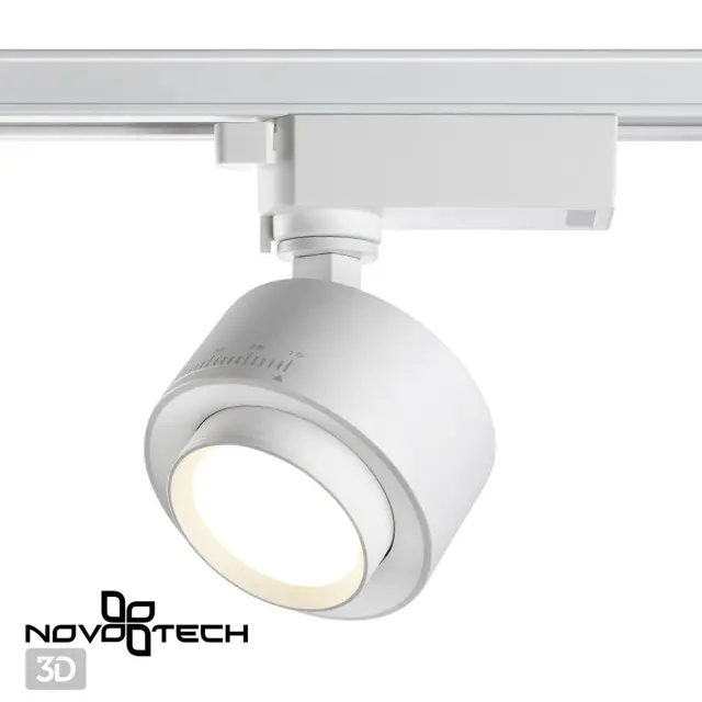 Трековый светильник Novotech белый матовый с регулируемым плафоном, один источник света, ракурс 4