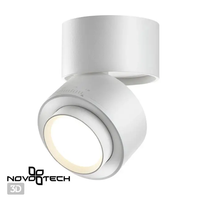Встраиваемый точечный светильник Novotech матовый белый металл с регулируемым углом освещения, ракурс 4