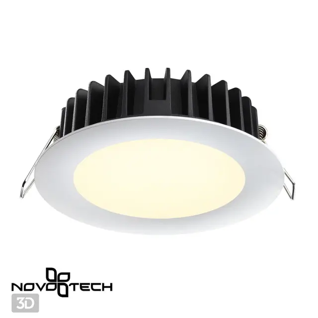 Встраиваемый точечный светильник Novotech LANTE с матовым белым акриловым рассеивателем и декоративным рельефом, диаметр, ракурс 2