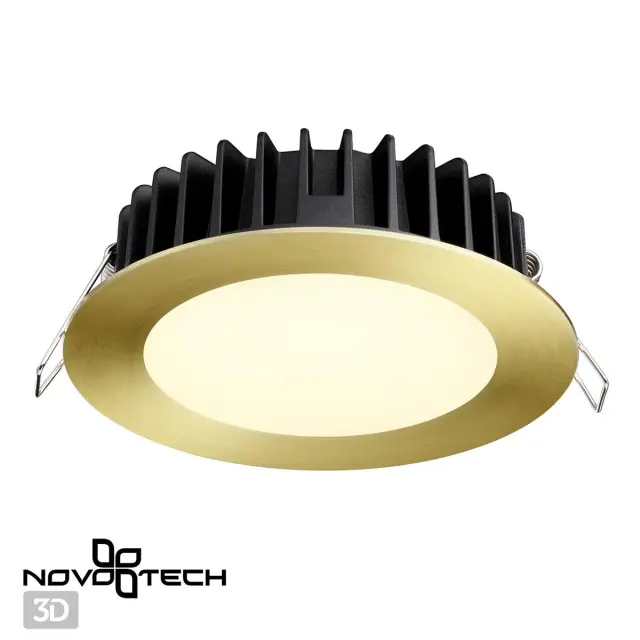 Встраиваемый точечный светильник Novotech бронзового цвета с матовым акриловым рассеивателем и строгим геометрическим, ракурс 2