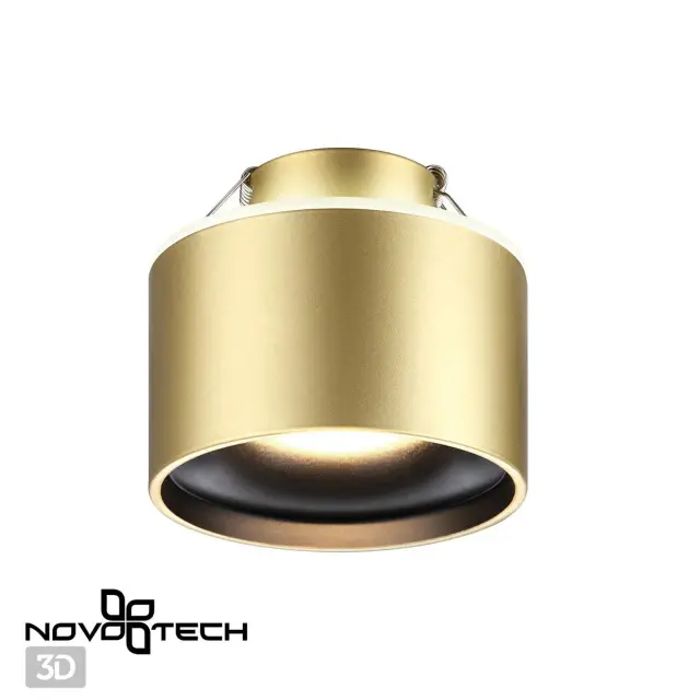 Встраиваемый точечный светильник Novotech GIRO в бронзе, минималистичный дизайн с матовым металлическим рассеивателем, ракурс 3