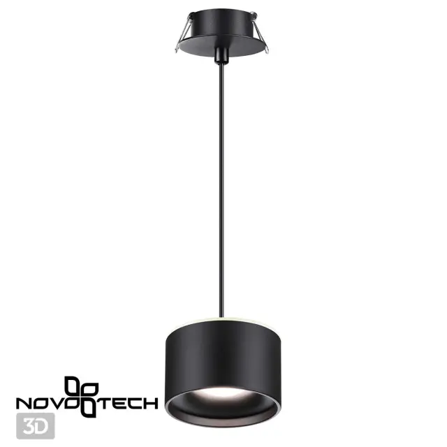 Встраиваемый точечный светильник Novotech матовый черный, строгий геометрический силуэт, металл, ракурс 2