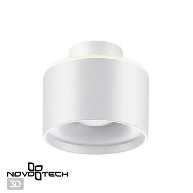 Накладной точечный светильник Novotech в матовом белом металле, минималистичный дизайн с регулируемой температурой света, ракурс 3