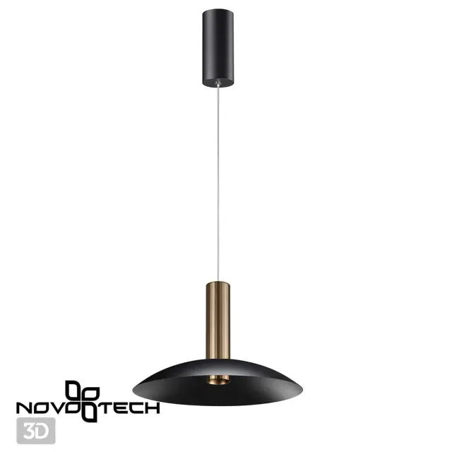 Подвесной светильник Novotech черный, минималистичный дизайн с цилиндрическим плафоном и широким основанием из матового, ракурс 3
