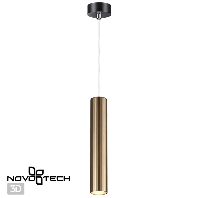 Подвесной светильник Novotech с цилиндрическим плафоном из бронзы и черным матовым корпусом, ракурс 2