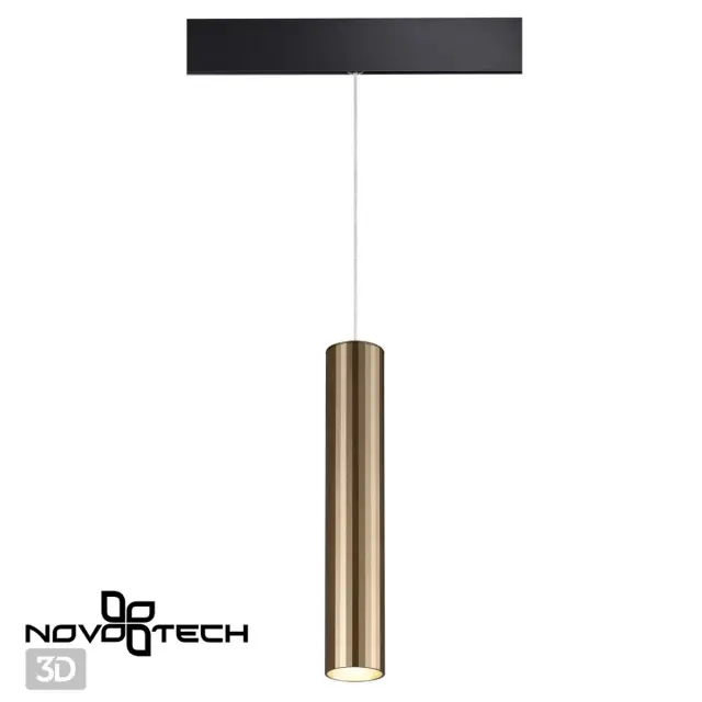Подвесной светильник Novotech FLUM, матовый черный корпус и вертикальный цилиндр из бронзы, ракурс 4