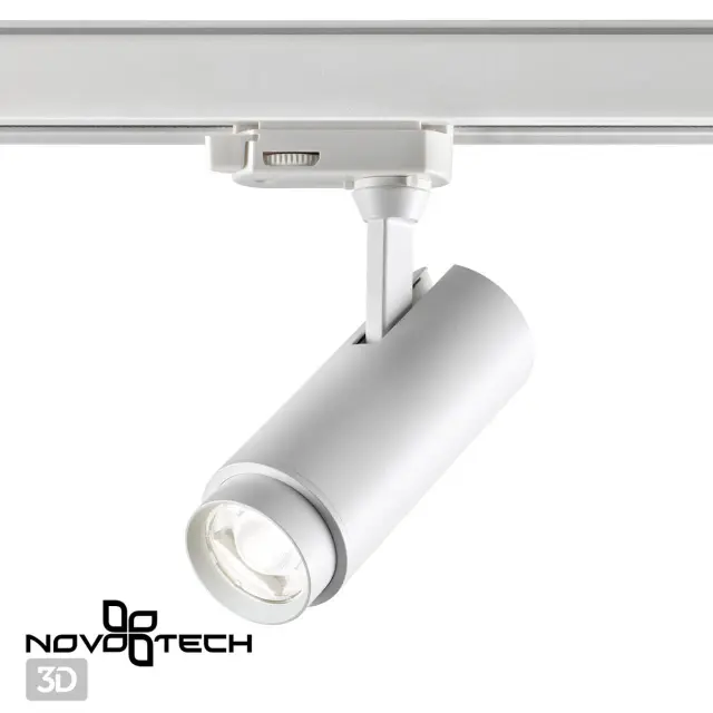 Направленный трековый светильник Novotech белый матовый с регулируемым плафоном, предназначенный для современного, ракурс 3