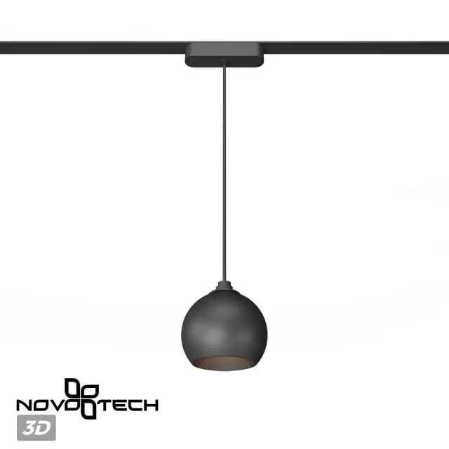 Подвесной светильник Novotech матовый черный с прямоугольным плафоном и шарообразным декоративным элементом, ракурс 4