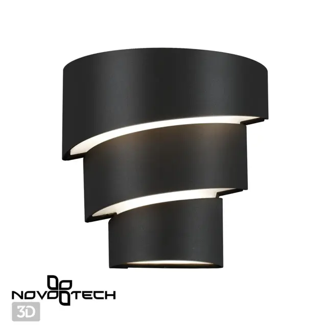 Настенный уличный светильник Novotech в стиле минимализм, черный матовый корпус из алюминия с интегрированным источником, ракурс 5