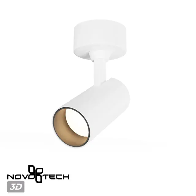 Накладной точечный светильник Novotech белый из матового алюминия с одним углубленным плафоном, ракурс 3