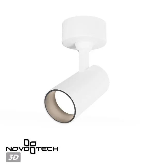 Накладной точечный светильник Novotech белый матовый алюминий с поворотным механизмом в стиле Минимализм, ракурс 3