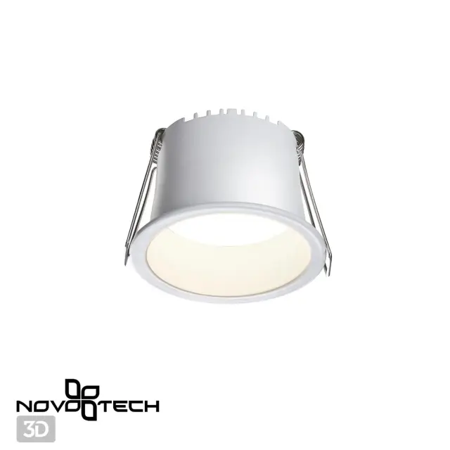 Встраиваемый точечный светильник Novotech белый, минималистичный дизайн, матовый металл, ракурс 4