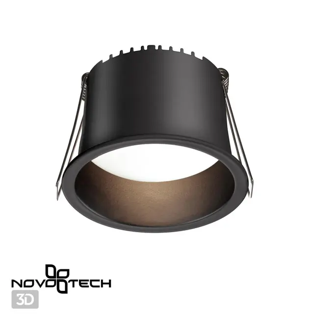 Встраиваемый точечный светильник Novotech черный, матовый металлический корпус, минималистичная форма, ракурс 4