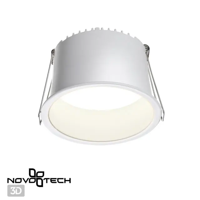 Встраиваемый точечный светильник Novotech белый из металла с матовым рассеивателем, ракурс 4