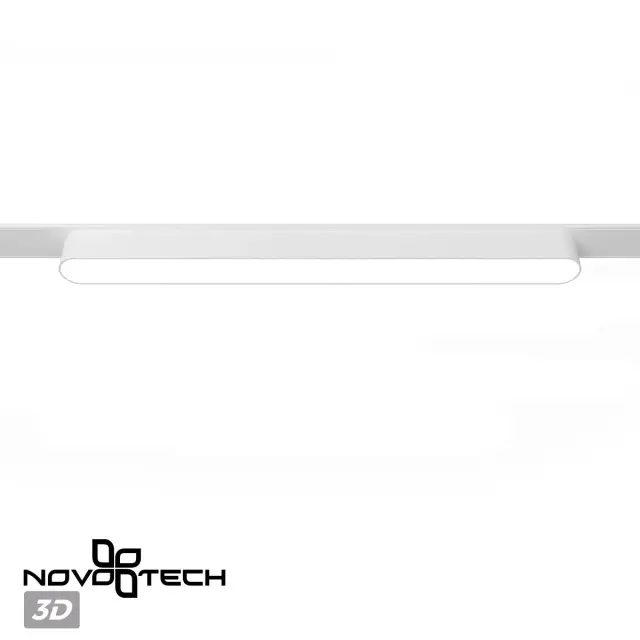 Трековый светильник Novotech в современном минималистичном стиле, белый матовый корпус из металла и пластика, ракурс 4