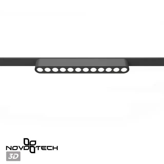 Направленный трековый светильник Novotech матовый черный с одним источником света, алюминиевый корпус, ракурс 4