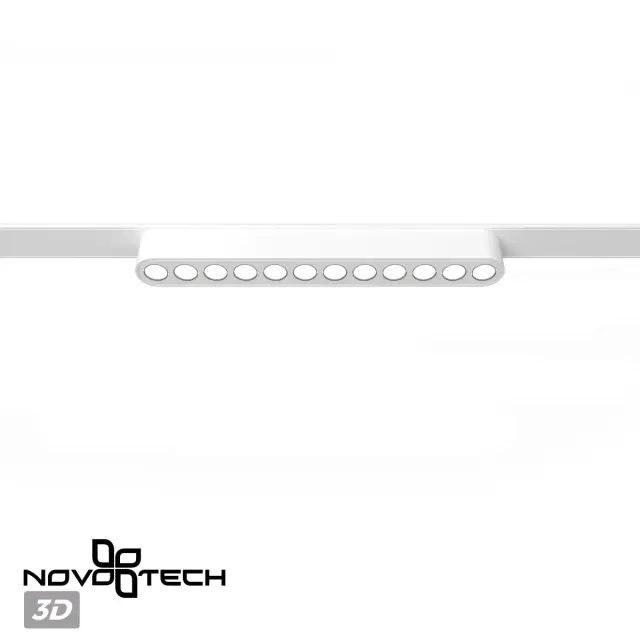 Трековый светильник Novotech белого цвета, минималистичный дизайн с линейным расположением источников света, ракурс 4