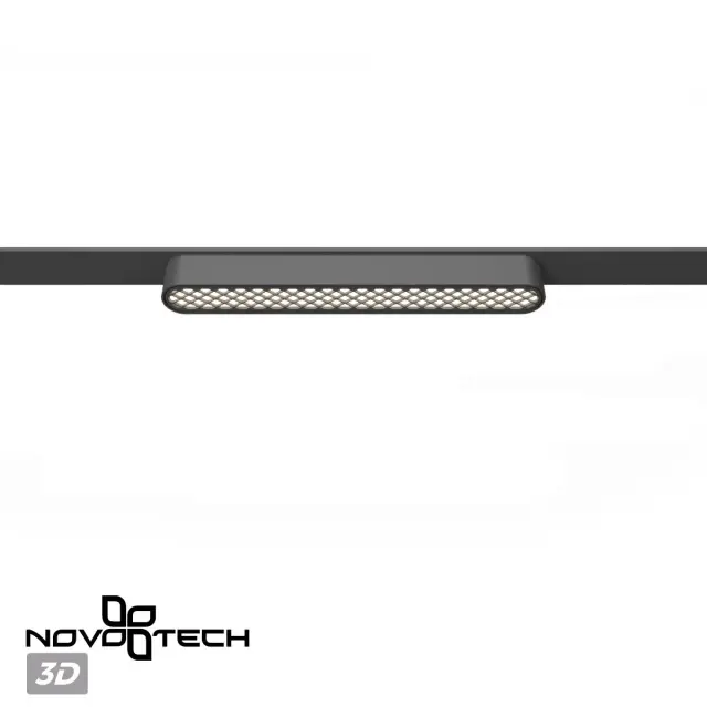 Трековый светильник Novotech матовый черный, минималистичный дизайн с сетчатым плафоном, ракурс 4