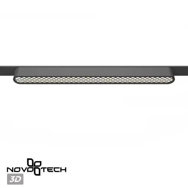 Трековый светильник Novotech матовый черный с декоративной металлической сеткой на плафоне, ракурс 4